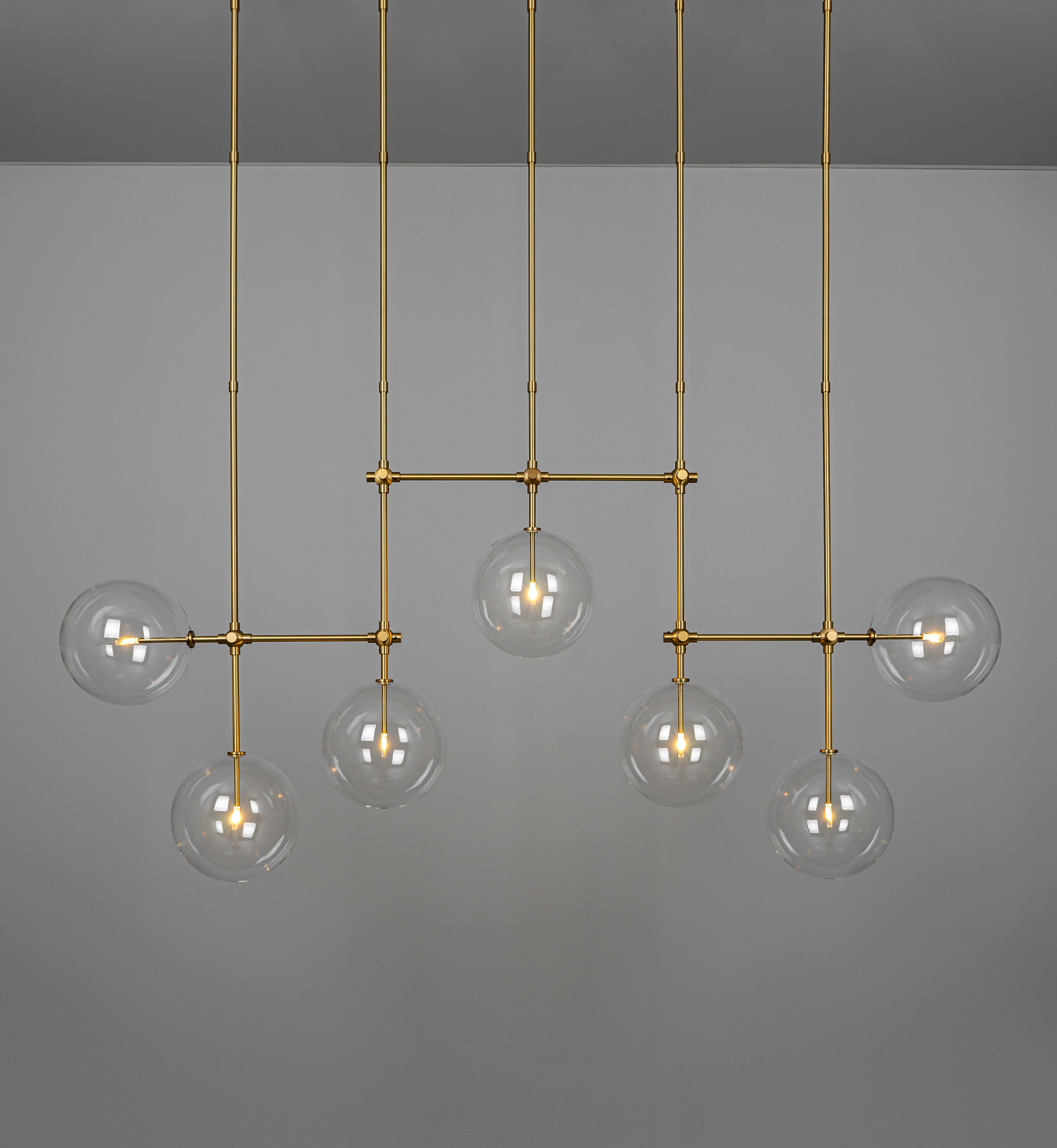 Schwung Soap B7 Burnished Brass Transparent Globe Chandelier Large